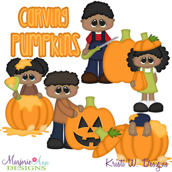 Carving Pumpkins-African American SVG Cutting Files + Clipart - Click Image to Close